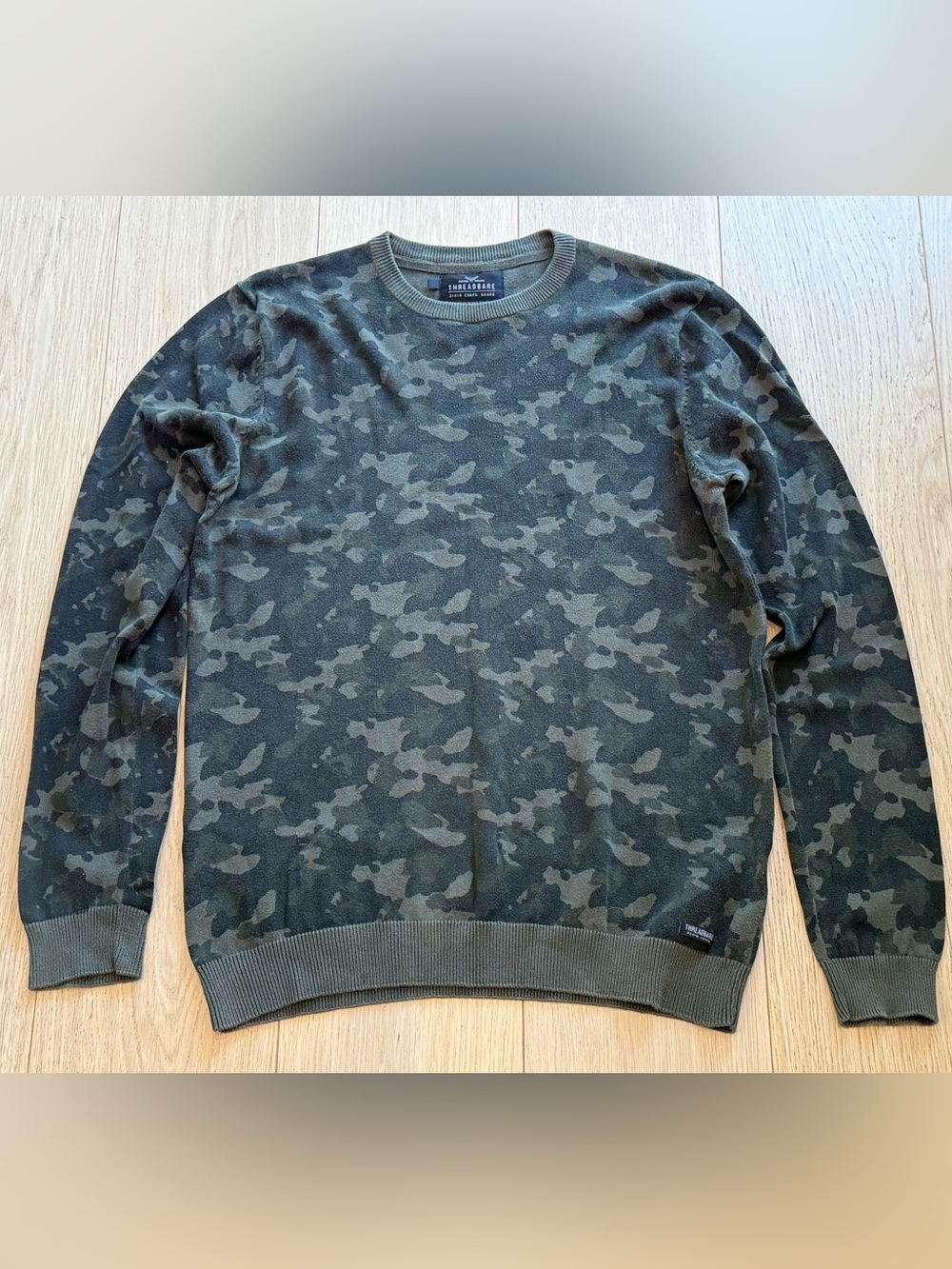 Threadbare Camo Crewneck Sweater | Size Medium 100% Cotton Streetwear Camouflage